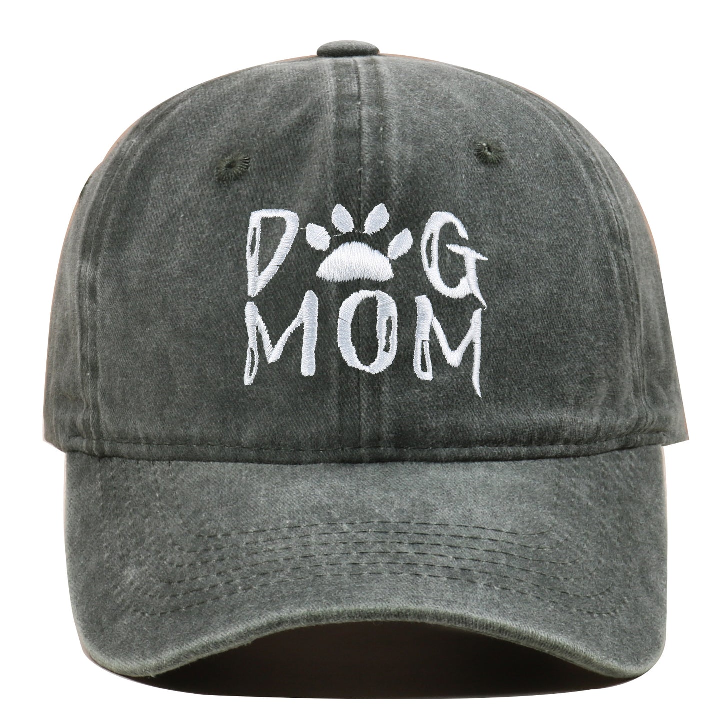 DOG MOM Embroidered Washed Baseball Cap