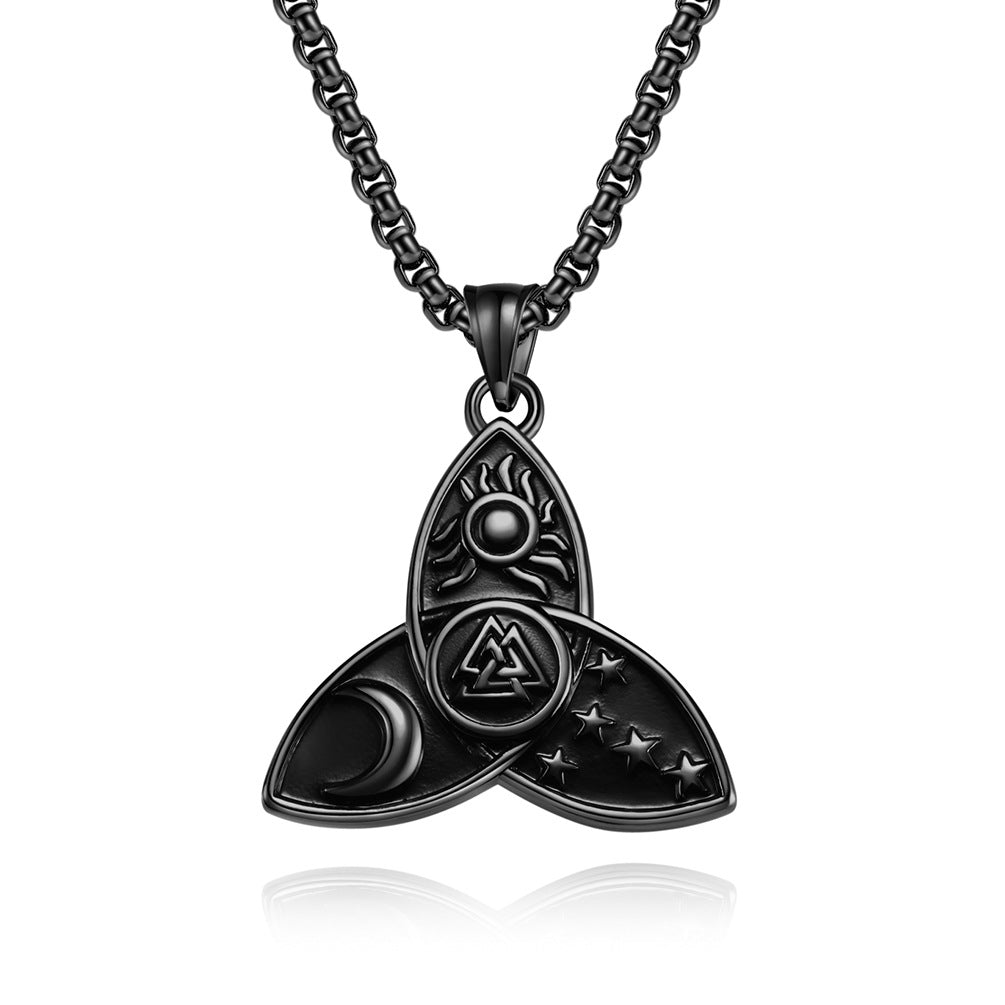 Nordic Triangular Star Moon Sun Mythical Necklace