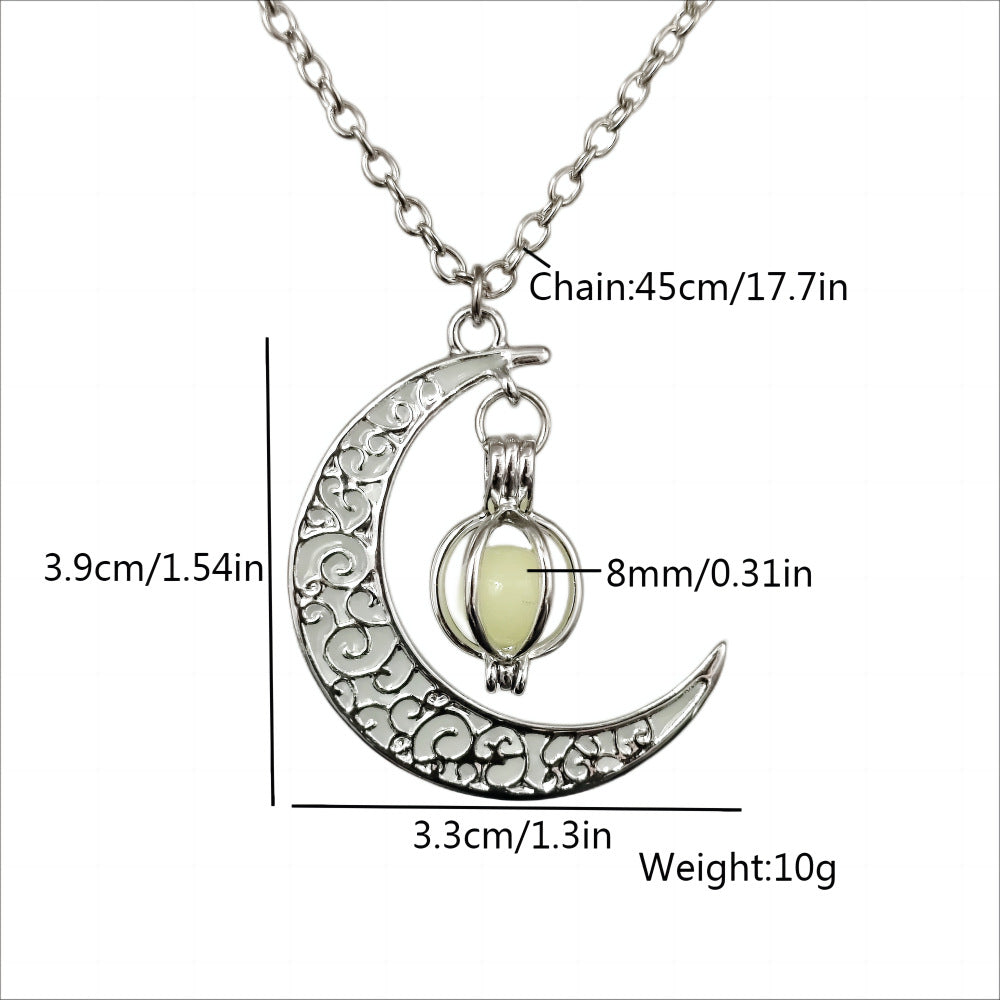 Luminous Moon Pumpkin Pendant Necklace