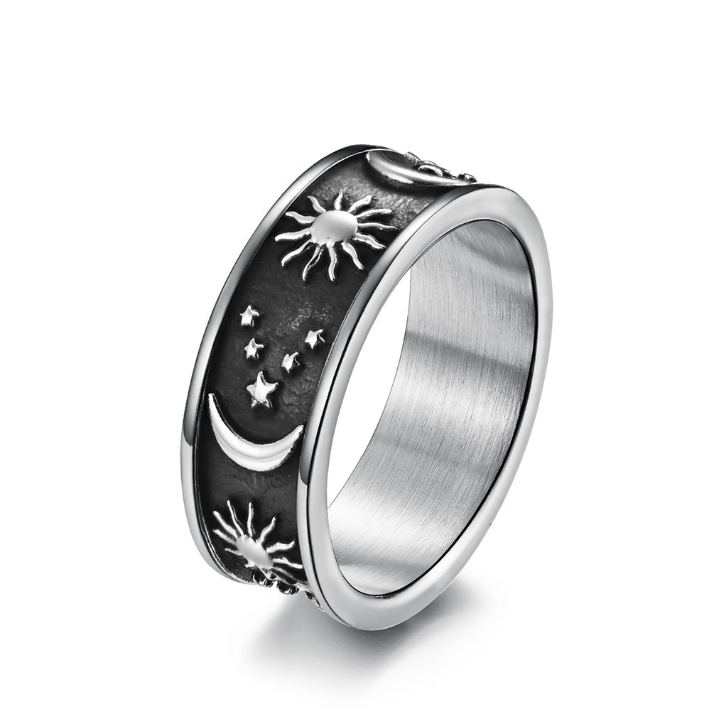 Star Moon Sun Stainless Steel Ring