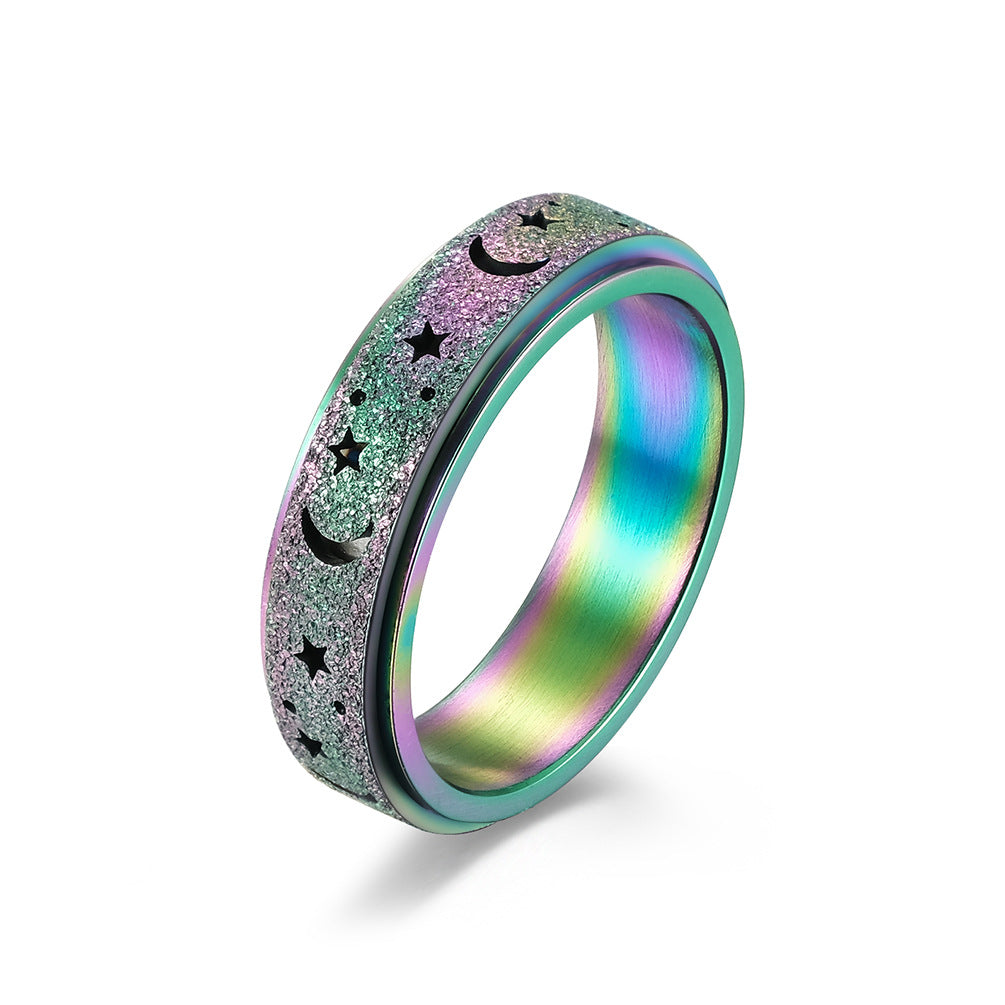 Hollow Star Moon Rotating Ring