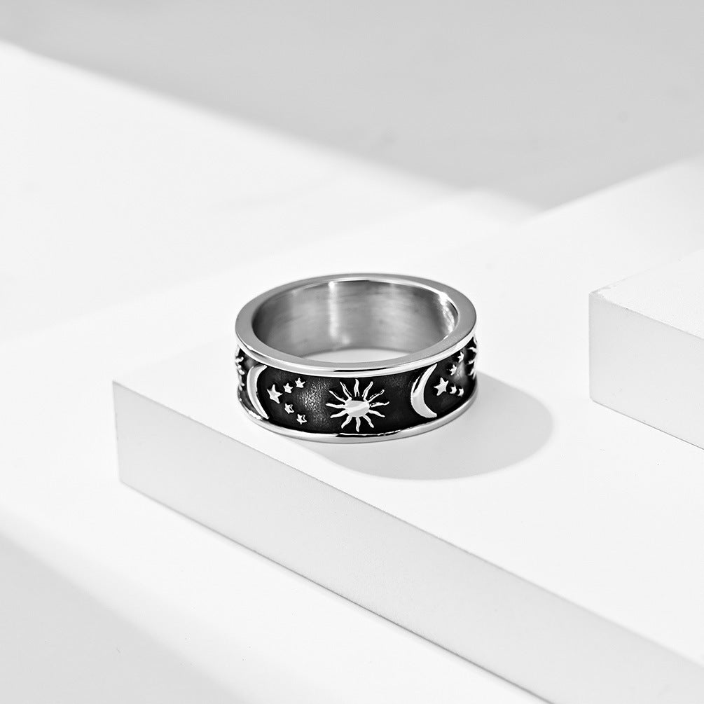 Star Moon Sun Stainless Steel Ring