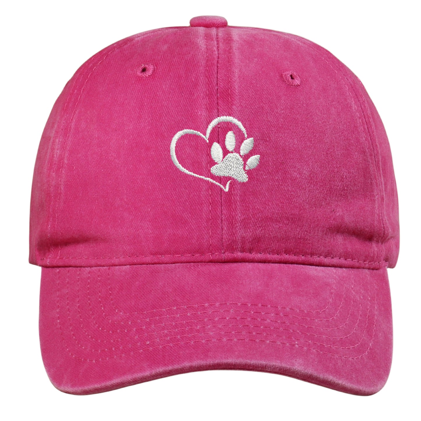 Lovely Dog Paw Washed Embroidery Baseball Cap