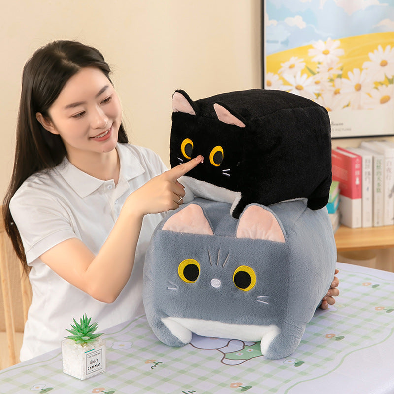 Square Cat Throw Pillow Plush Toy
