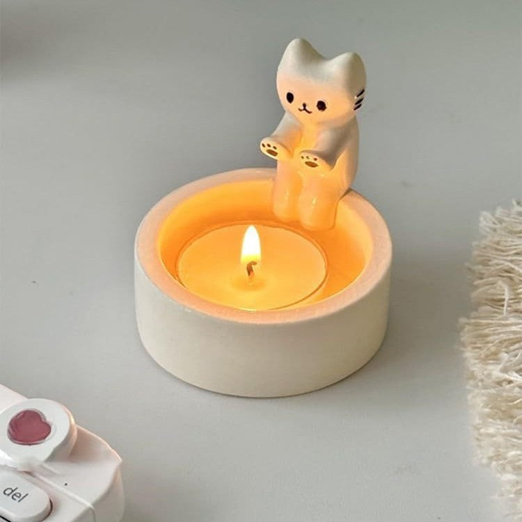 Cartoon Kitten Candle Holder (Candle Not Included)