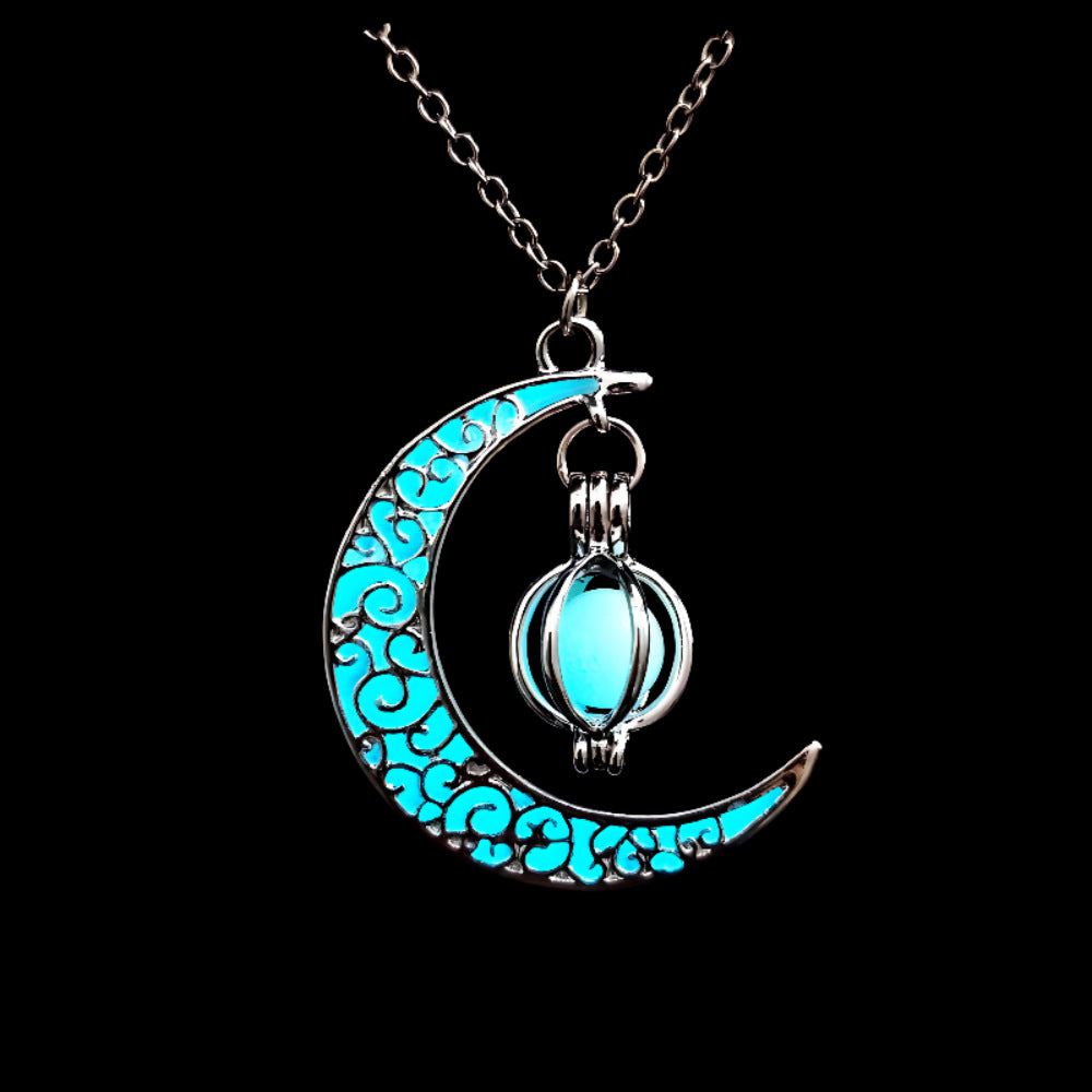 Luminous Moon Pumpkin Pendant Necklace