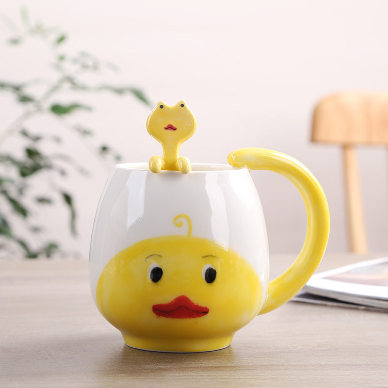Cute Cartoon Animal Ceramic Mug with Spoon