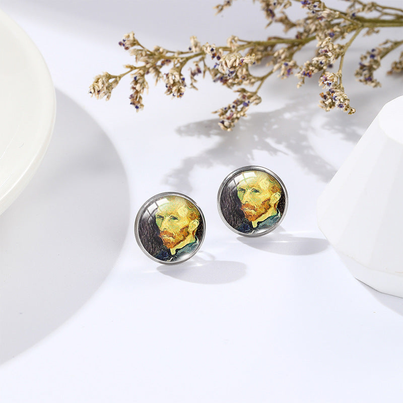 Van Gogh Oil Painting Stud Earrings