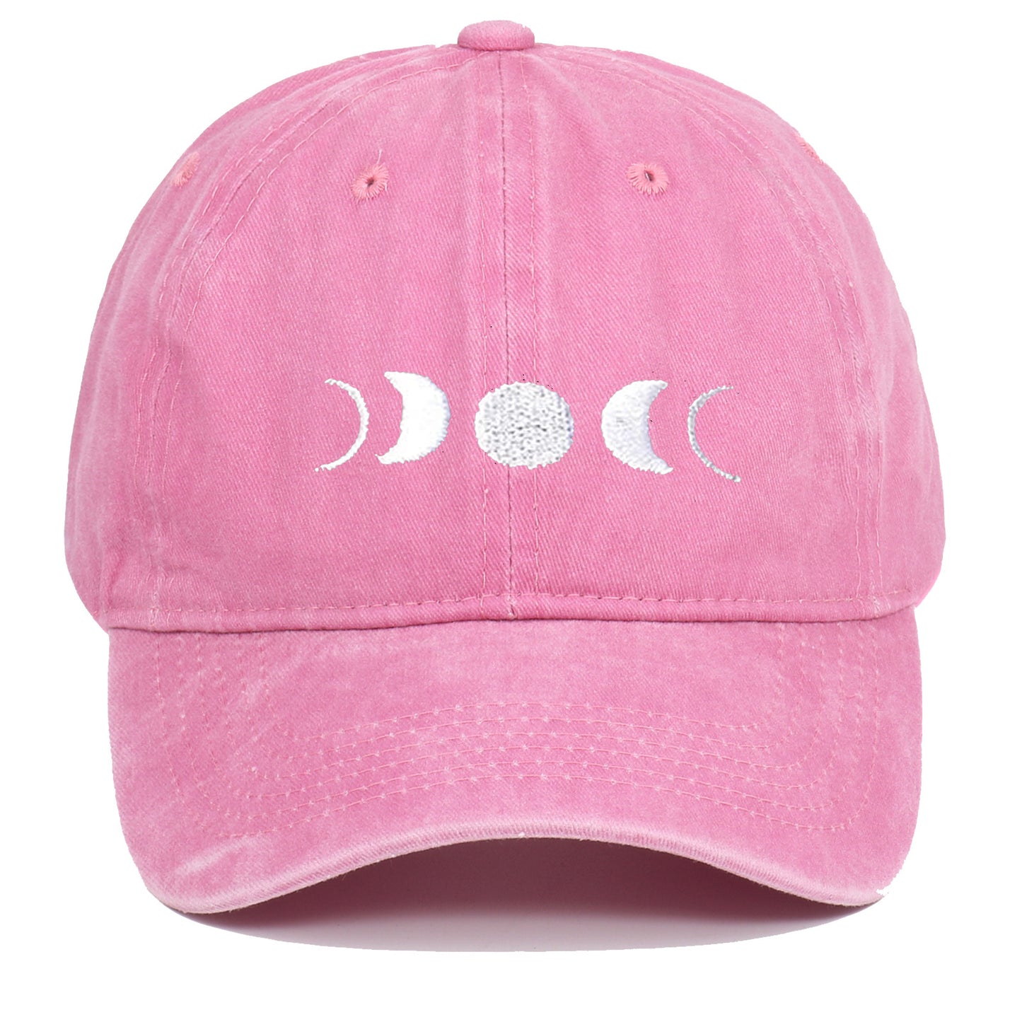 Moon Embroidery Washed Baseball Cap