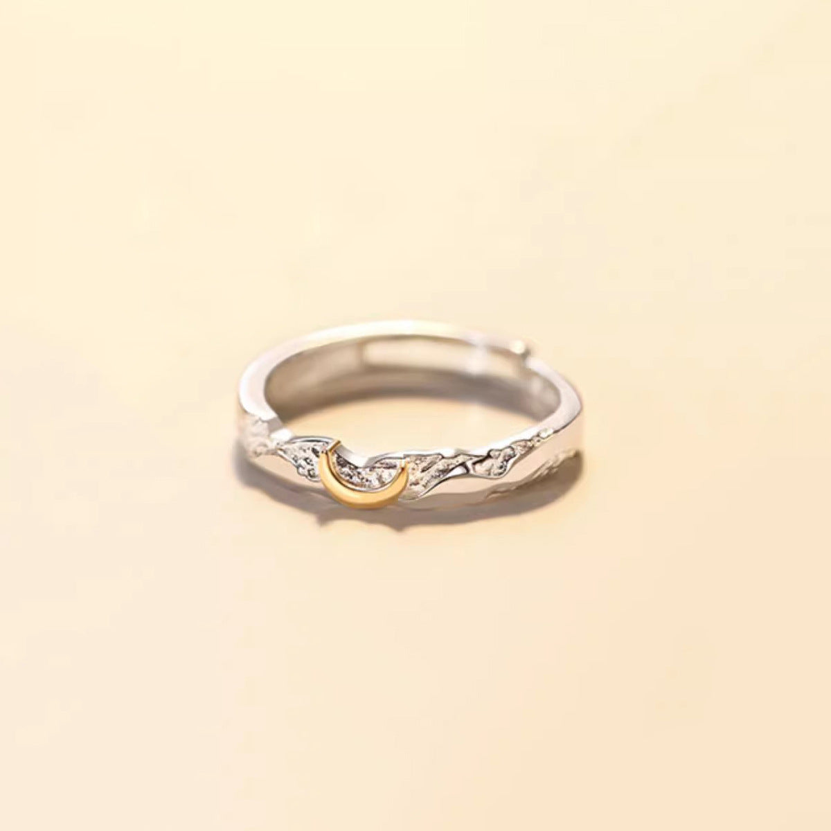 Silver Sun and Moon Couple Ring