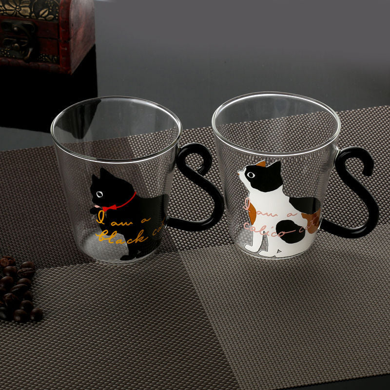 Cartoon Kitten Glass Coffee Cup