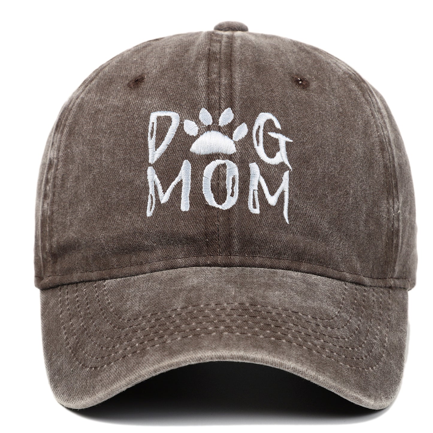 DOG MOM Embroidered Washed Baseball Cap