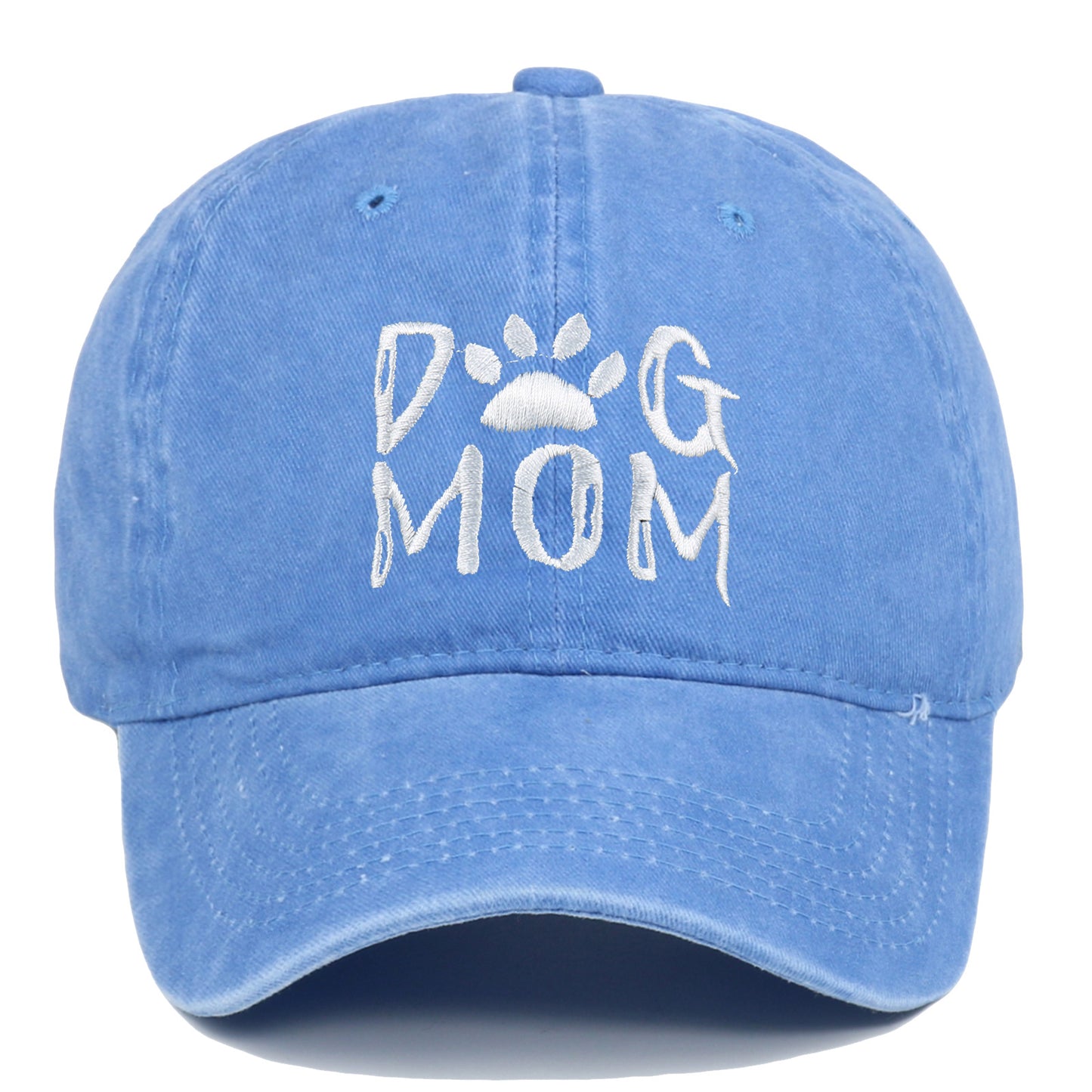 DOG MOM Embroidered Washed Baseball Cap