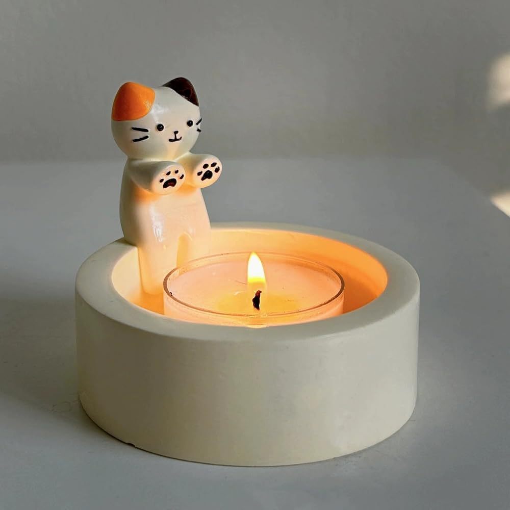Cartoon Kitten Candle Holder (Candle Not Included)