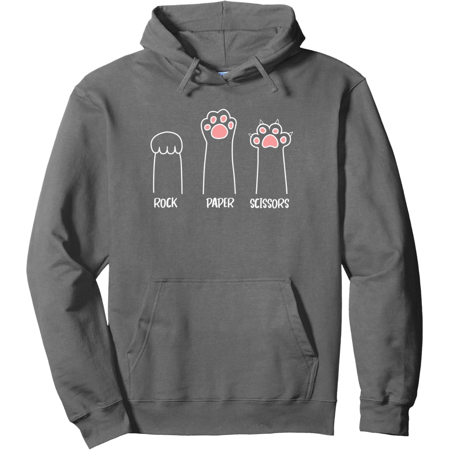 Unisex Rock Paper Scissors Hand Game Cute Paw Funny Cat Pullover Hoodie