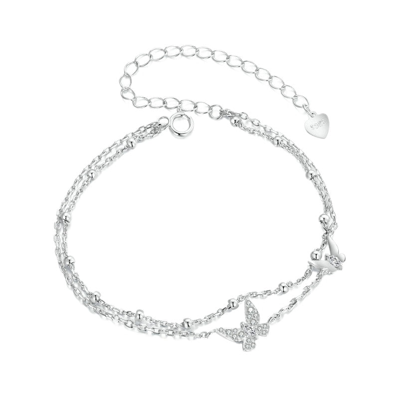 Double-layer Butterfly Silver Luxury Bracelet