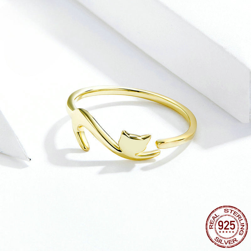 Naughty Cat Silver S925 Open Ring
