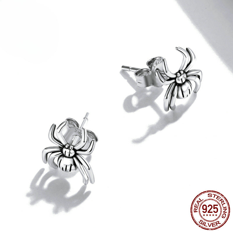 Vivid Silver S925 Spider Stud Earrings