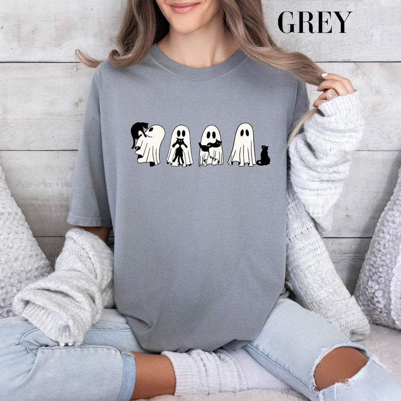 Halloween Black Cat & Ghost T-shirt
