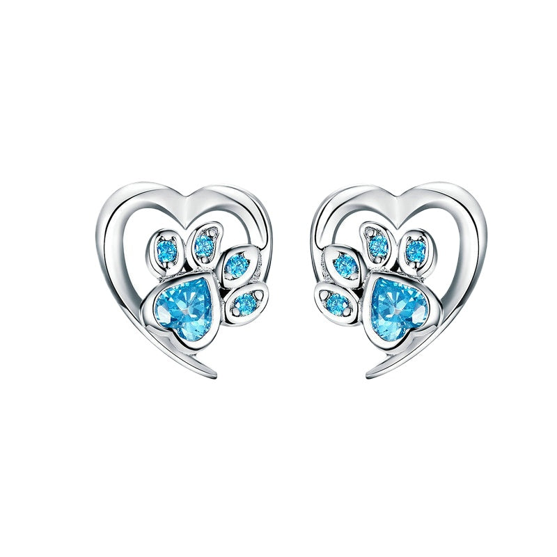 Pet Paw Silver Stud Earrings
