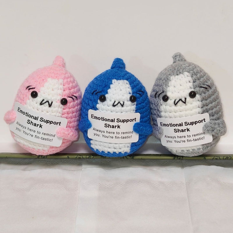 Emotional Support Shark Crochet Ornament