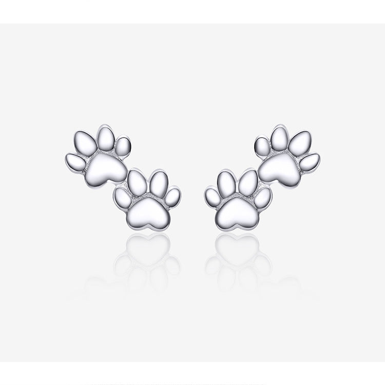 Pet Footprints Silver Stud Earrings
