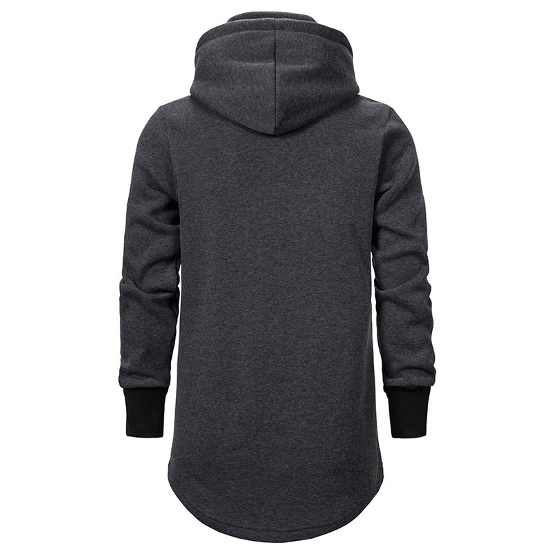 Trendy Men's Dark Medium Long Hooded Jacket