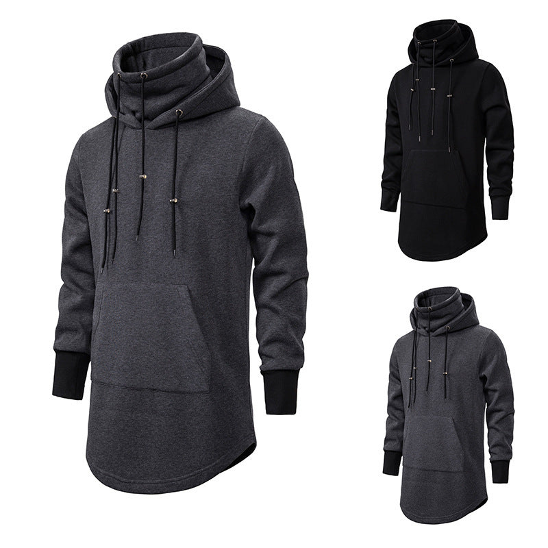Trendy Men's Dark Medium Long Hooded Jacket