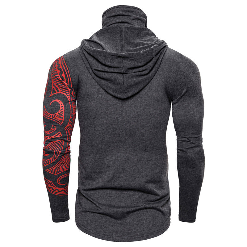 Men's Elastic Fitness Ninja Hooded Long Sleeve T-Shirt