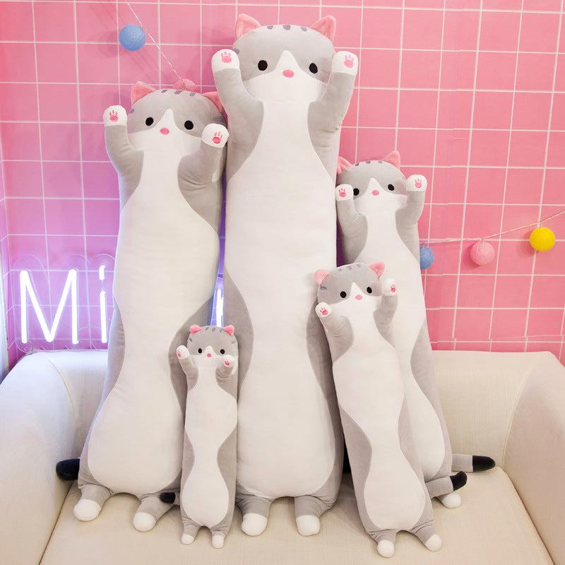Cute Cat Long Plush Toy Throw Pillow