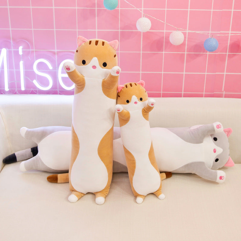 Cute Cat Long Plush Toy Throw Pillow