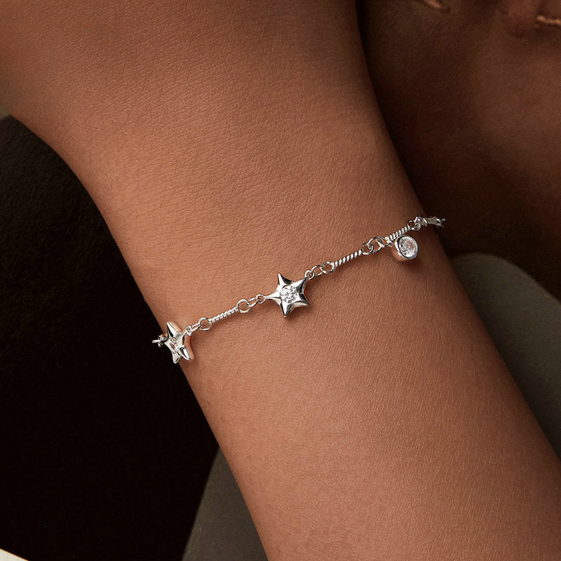 Versatile Star Sterling Silver Platinum-plated Bracelet