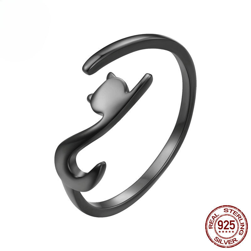 Naughty Cat Silver S925 Open Ring
