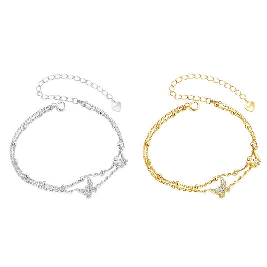 Double-layer Butterfly Silver Luxury Bracelet