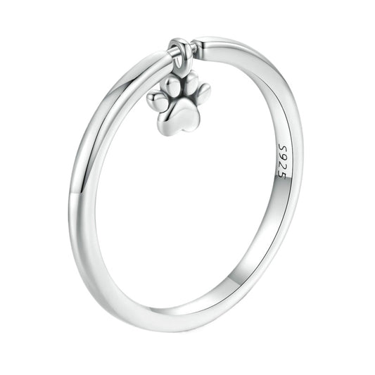 Sterling Silver Dog Paw Movable Ring