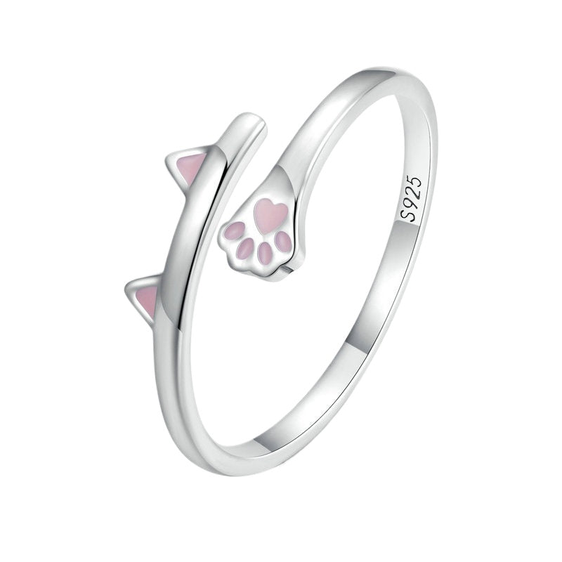 Cute Cat Paw Open Ring
