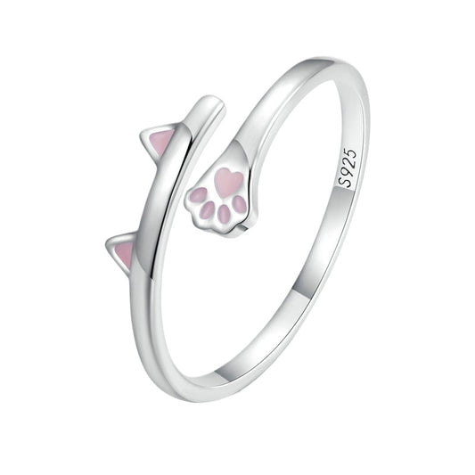 Cute Cat Paw Open Ring