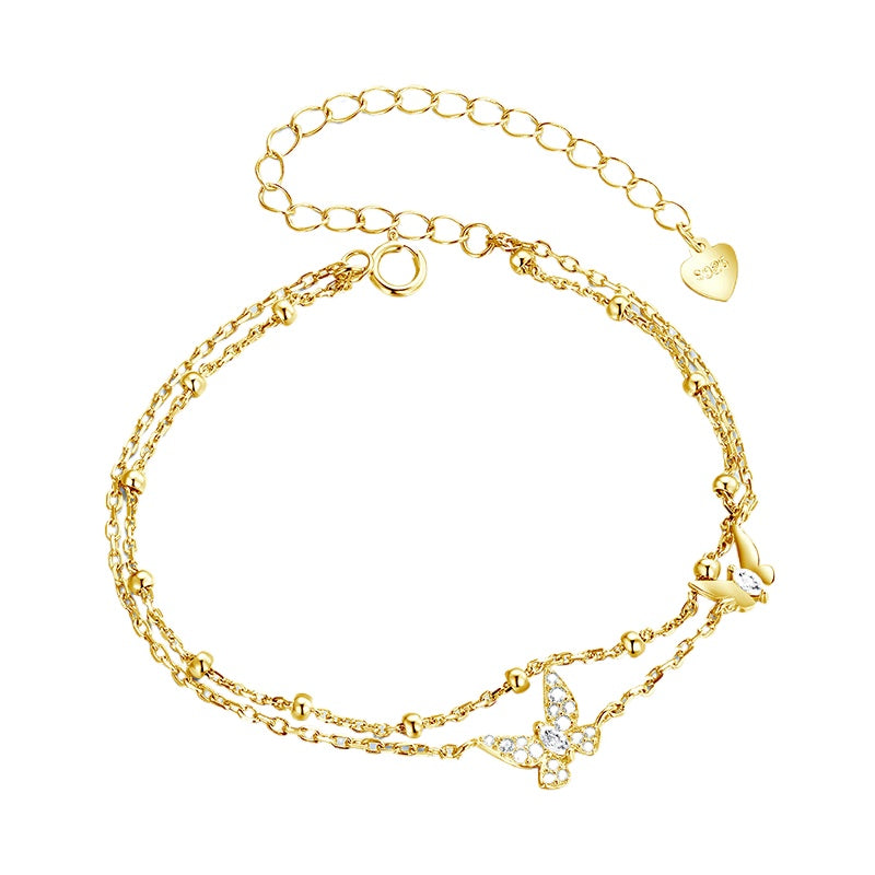 Double-layer Butterfly Silver Luxury Bracelet