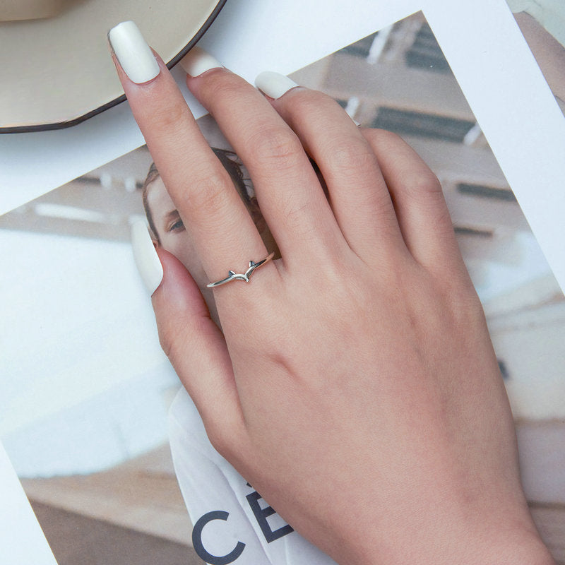 Sterling Silver Fox Head Open Ring