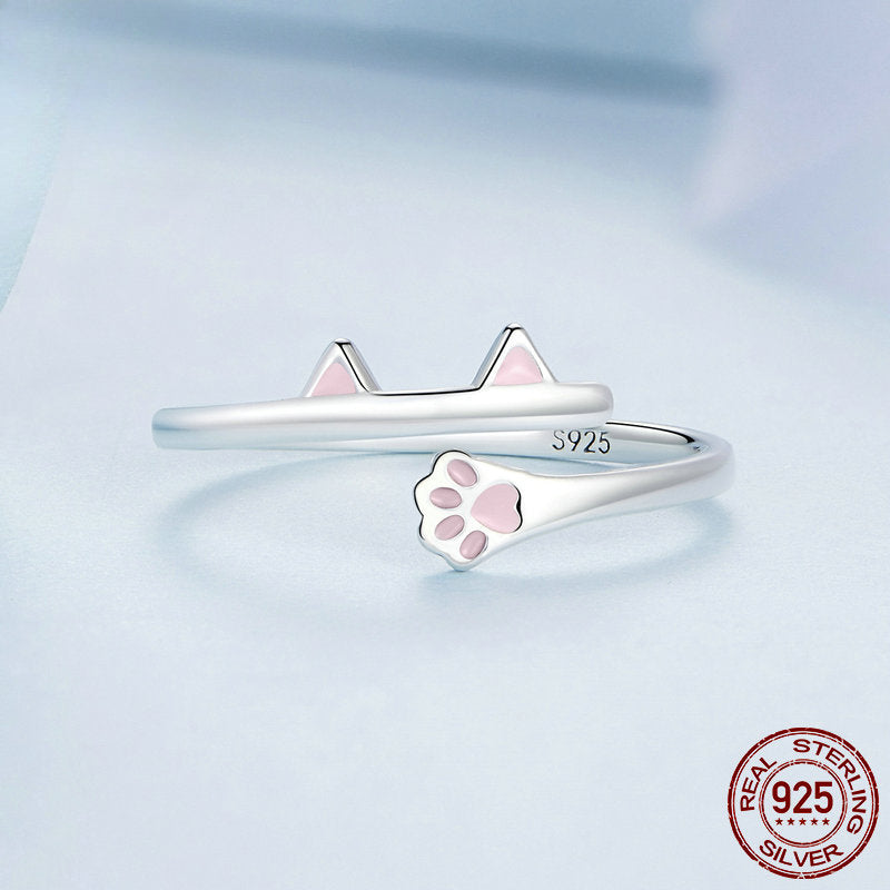 Cute Cat Paw Open Ring