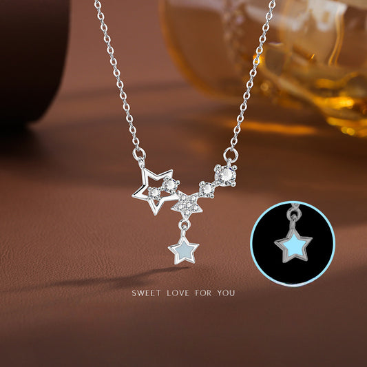 Silver Galaxy Star Luminous Necklace
