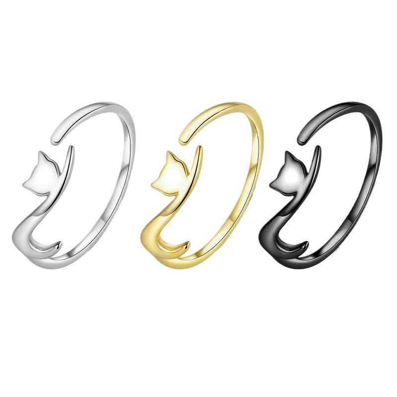 Naughty Cat Silver S925 Open Ring