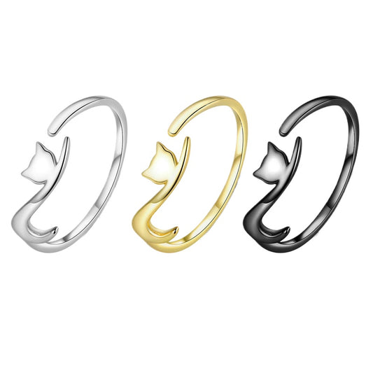 Naughty Cat Silver S925 Open Ring