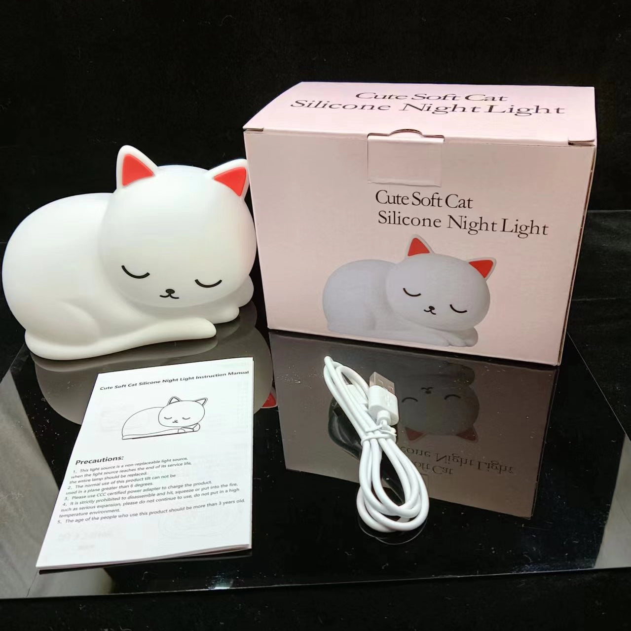 Silicone Napping Cat Night Light