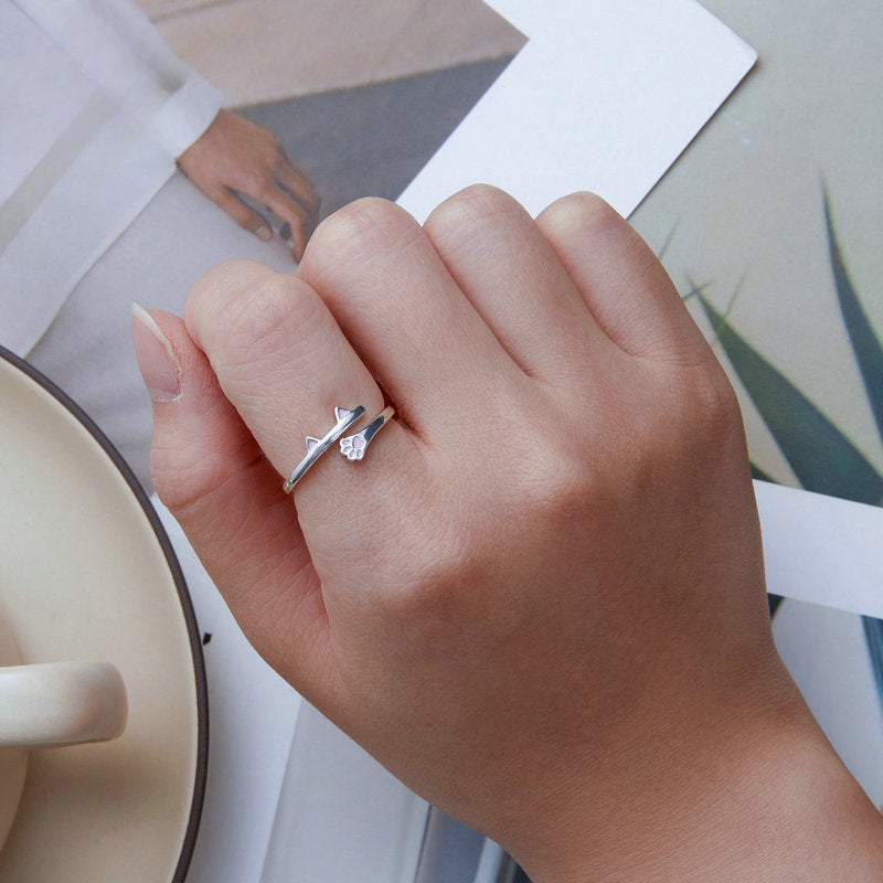 Cute Cat Paw Open Ring
