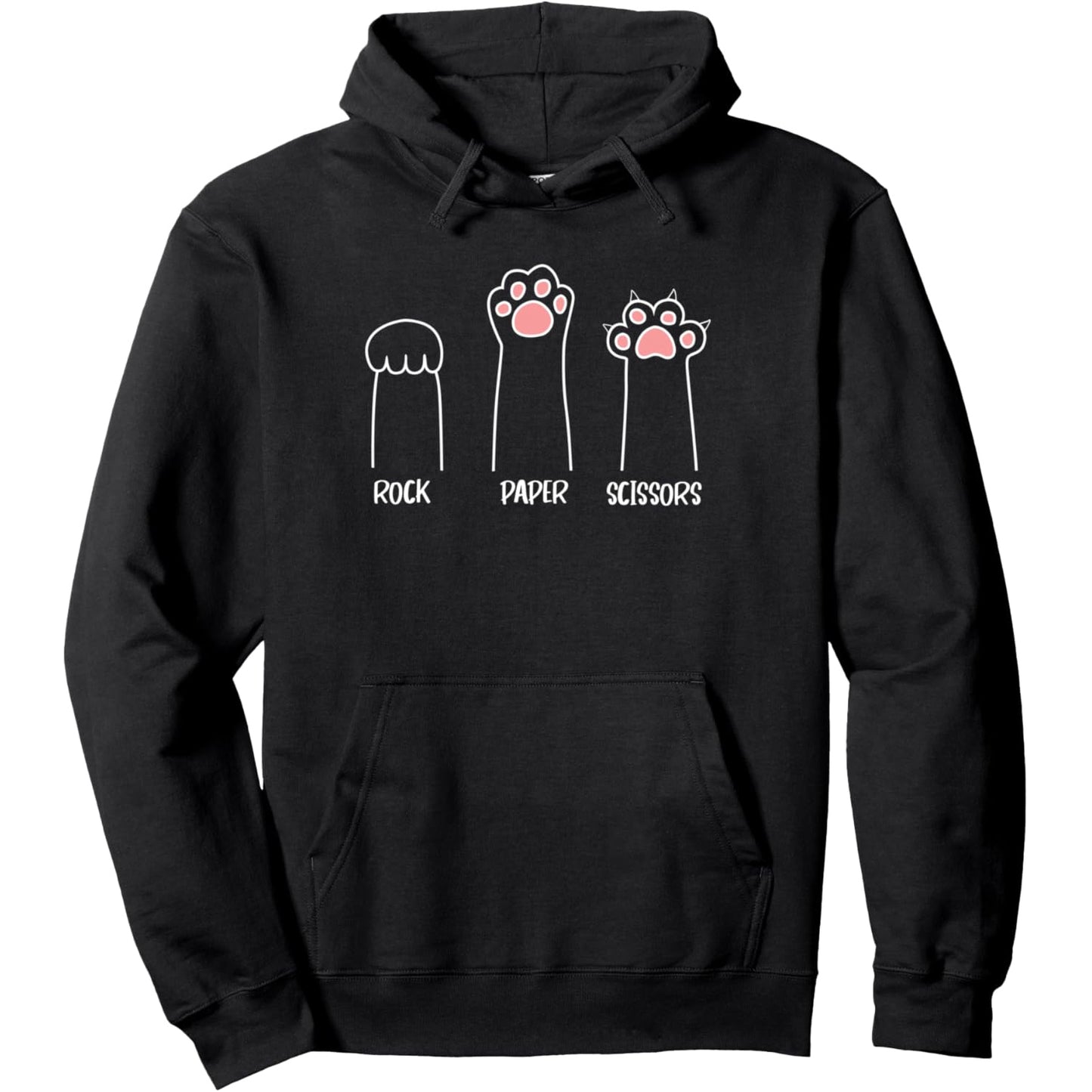 Unisex Rock Paper Scissors Hand Game Cute Paw Funny Cat Pullover Hoodie
