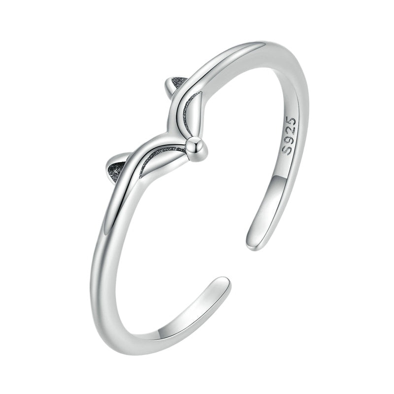 Sterling Silver Fox Head Open Ring