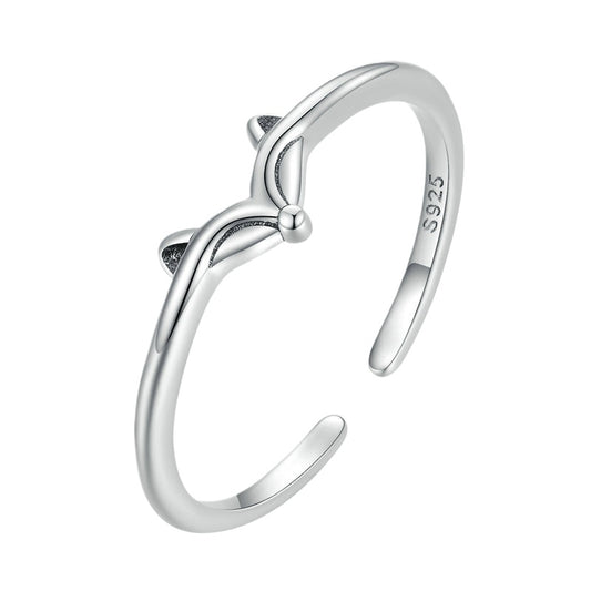 Sterling Silver Fox Head Open Ring