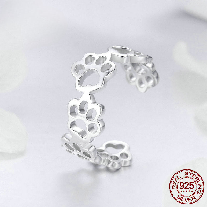 Cute Pet Claw Marks Silver Bracelet Earrings Set