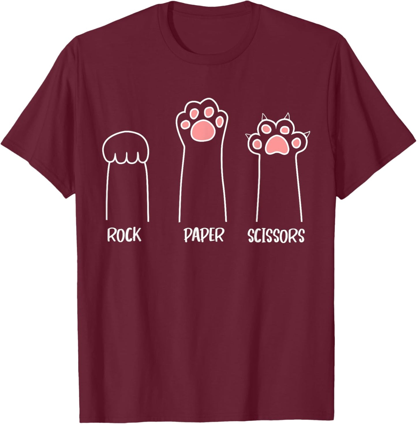 Cat Rock Paper Scissors Cute Paw Print T-Shirt